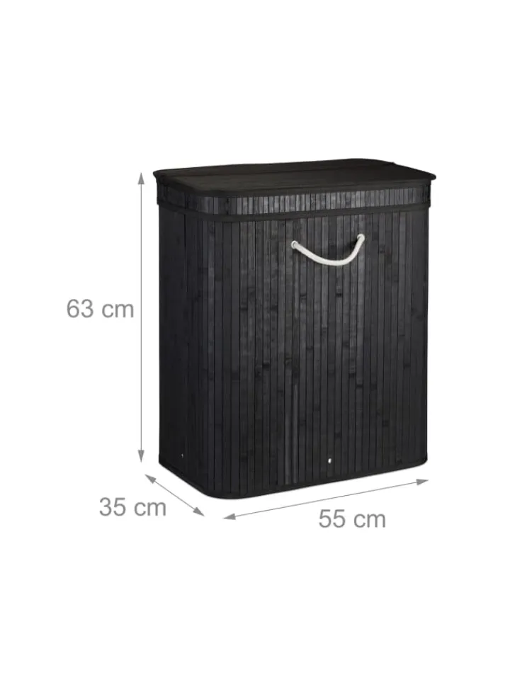 relaxdays Wäschekörbe & -Ständer<Wäschekorb in Schwarz - (B)55 x (H)63 x (T)35 cm