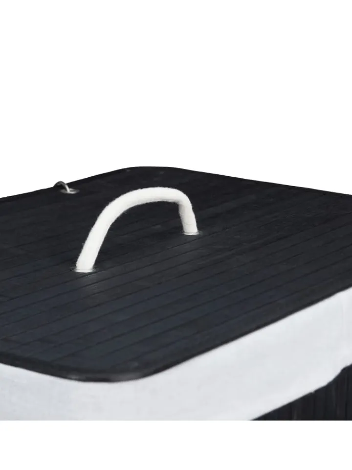relaxdays Wäschekörbe & -Ständer<Wäschekorb in Schwarz - (B)40 x (H)60 x (T)30 cm