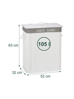 relaxdays Wäschekörbe & -Ständer<Wäschekorb in Weiß - (B)52 x (H)63 x (T)32 cm