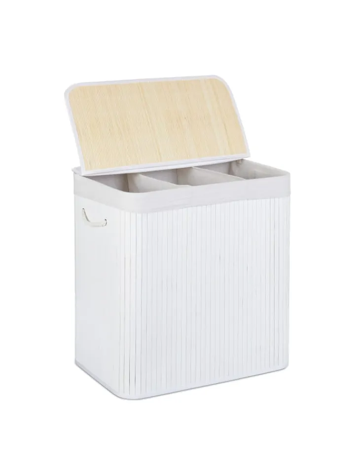 relaxdays Wäschekörbe & -Ständer<Wäschekorb in Weiß - (B)62,5 x (H)62 x (T)42,5 cm