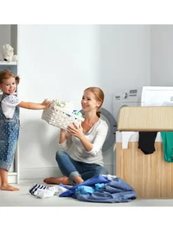 relaxdays Wäschekörbe & -Ständer<Wäschekorb in Weiß - (B)62,5 x (H)62 x (T)42,5 cm