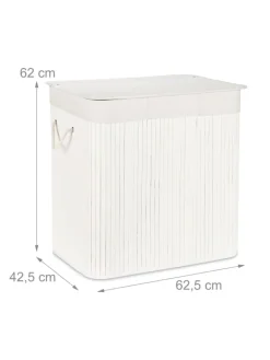 relaxdays Wäschekörbe & -Ständer<Wäschekorb in Weiß - (B)62,5 x (H)62 x (T)42,5 cm