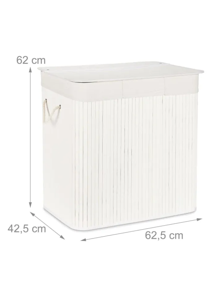 relaxdays Wäschekörbe & -Ständer<Wäschekorb in Weiß - (B)62,5 x (H)62 x (T)42,5 cm