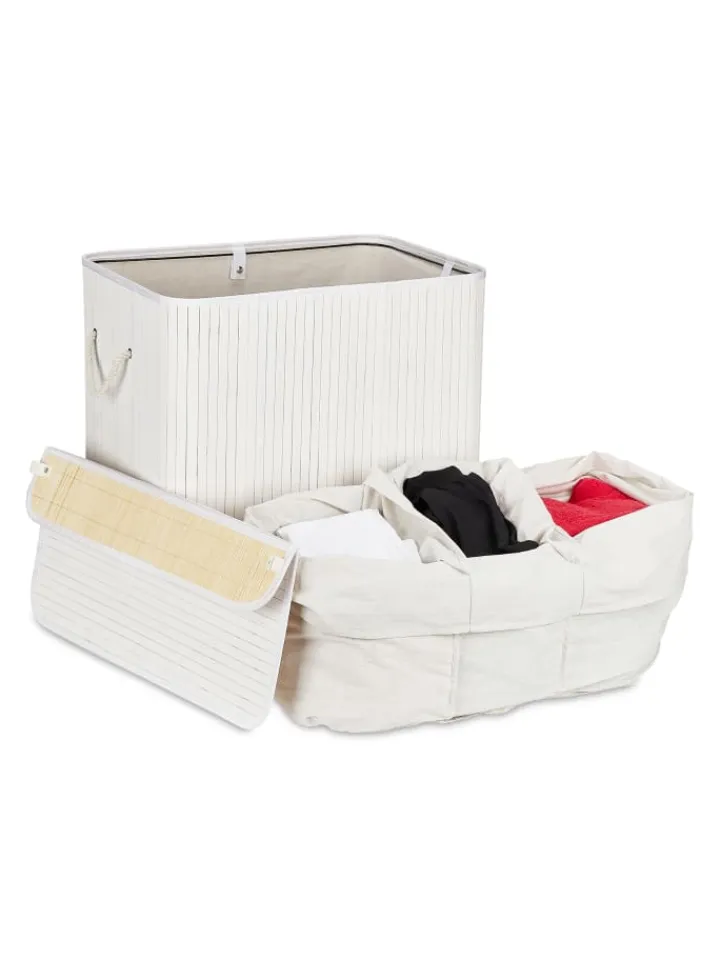 relaxdays Wäschekörbe & -Ständer<Wäschekorb in Weiß - (B)62,5 x (H)62 x (T)42,5 cm