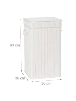 relaxdays Wäschekörbe & -Ständer<Wäschekorb in Weiß - (B)36 x (H)63 x (T)36 cm