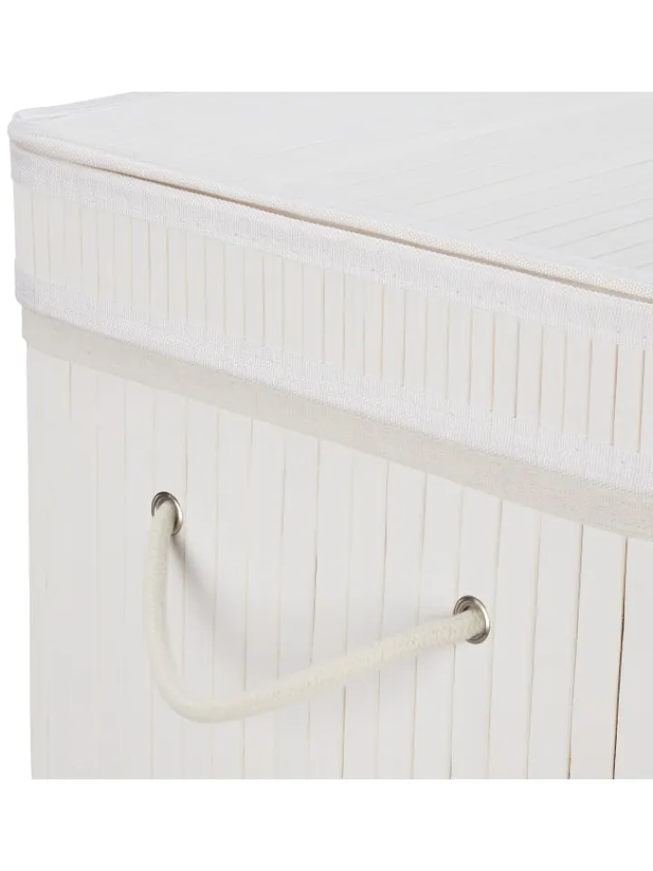 relaxdays Wäschekörbe & -Ständer<Wäschekorb in Weiß - (B)36 x (H)63 x (T)36 cm