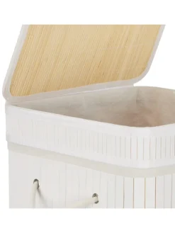 relaxdays Wäschekörbe & -Ständer<Wäschekorb in Weiß - (B)36 x (H)63 x (T)36 cm