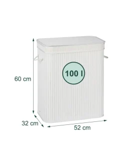 relaxdays Wäschekörbe & -Ständer<Wäschekorb in Weiß - (B)52 x (H)60 x (T)32 cm
