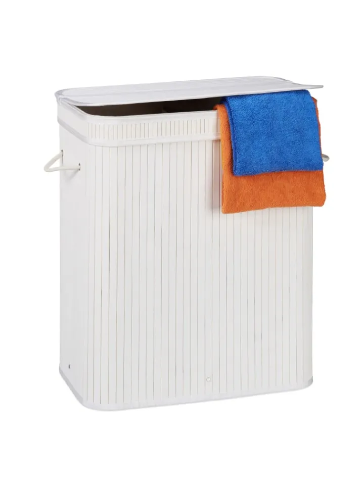 relaxdays Wäschekörbe & -Ständer<Wäschekorb in Weiß - (B)55 x (H)63 x (T)35 cm