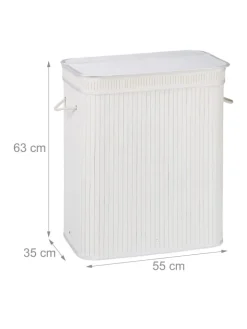relaxdays Wäschekörbe & -Ständer<Wäschekorb in Weiß - (B)55 x (H)63 x (T)35 cm