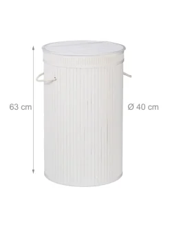 relaxdays Wäschekörbe & -Ständer<Wäschekorb in Weiß - (H)63 x Ø40 cm