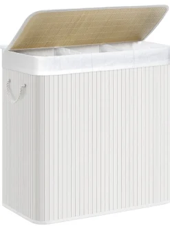 Songmics Wäschekörbe & -Ständer<Wäschekorb in Weiß/ Beige - (B)60 x (H)61 x (T)40 cm