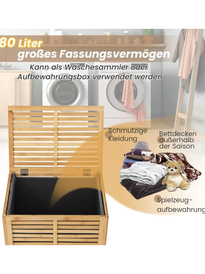 COSTWAY Wäschekörbe & -Ständer<Wäschekorb 80L in Hellbraun