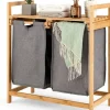 COSTWAY Wäschekörbe & -Ständer<Wäschekorb mit 2 Fächer in Beige