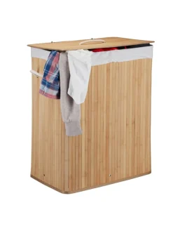 relaxdays Wäschekörbe & -Ständer<Wäschekorb Natur - (B)55 x (H)63 x (T)35 cm