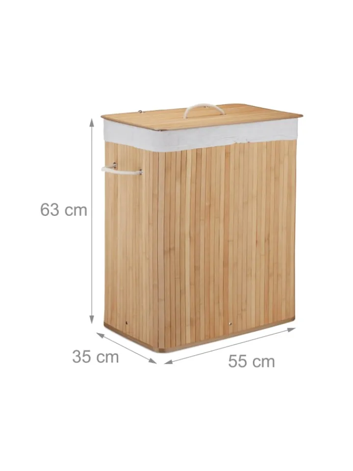 relaxdays Wäschekörbe & -Ständer<Wäschekorb Natur - (B)55 x (H)63 x (T)35 cm
