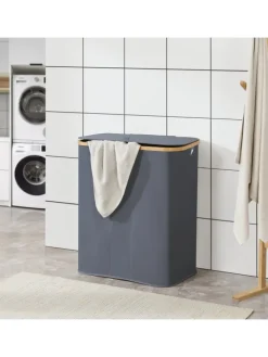 en.casa Wäschekörbe & -Ständer<Wäschekorb Rusko in Grau (H)69cm (B)57cm (T)37cm (V)140l