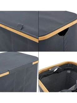 en.casa Wäschekörbe & -Ständer<Wäschekorb Rusko in Grau (H)69cm (B)57cm (T)37cm (V)140l