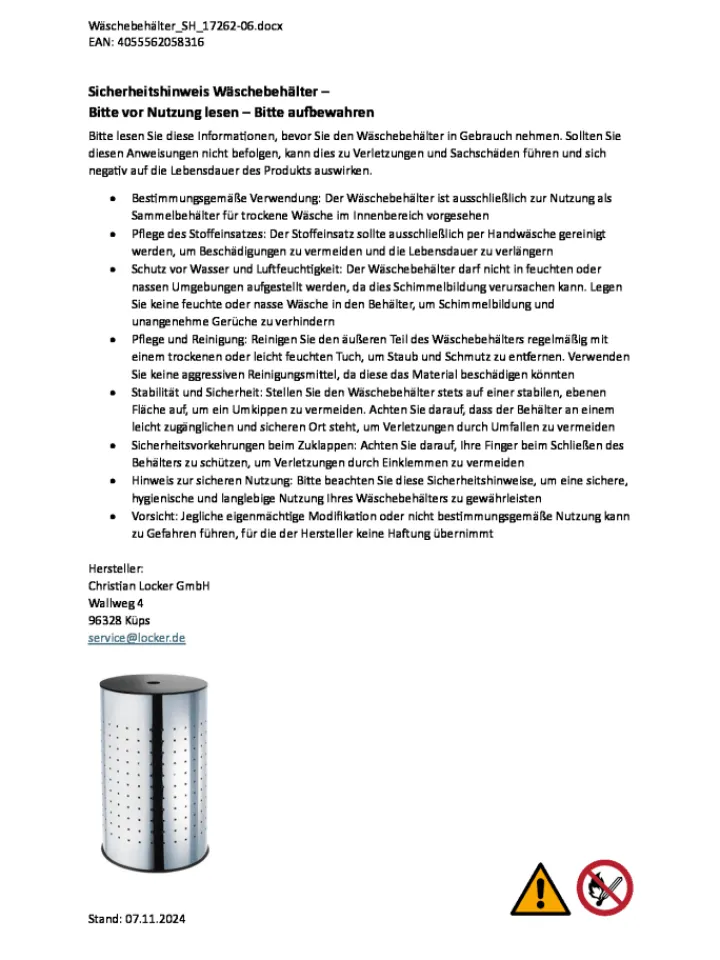 kobolo Wäschekörbe & -Ständer<Wäschekorb STEELWASH55 in Silber