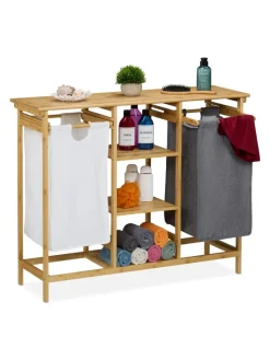 relaxdays Wäschekörbe & -Ständer<Wäschekorbregal in Mehrfarbig - (B)100 x (H)80 x (T)32 cm