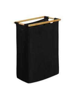 relaxdays Wäschekörbe & -Ständer<Wäschekorbregal in Natur/ Schwarz - (B)80 x (H)105 x (T)40 cm