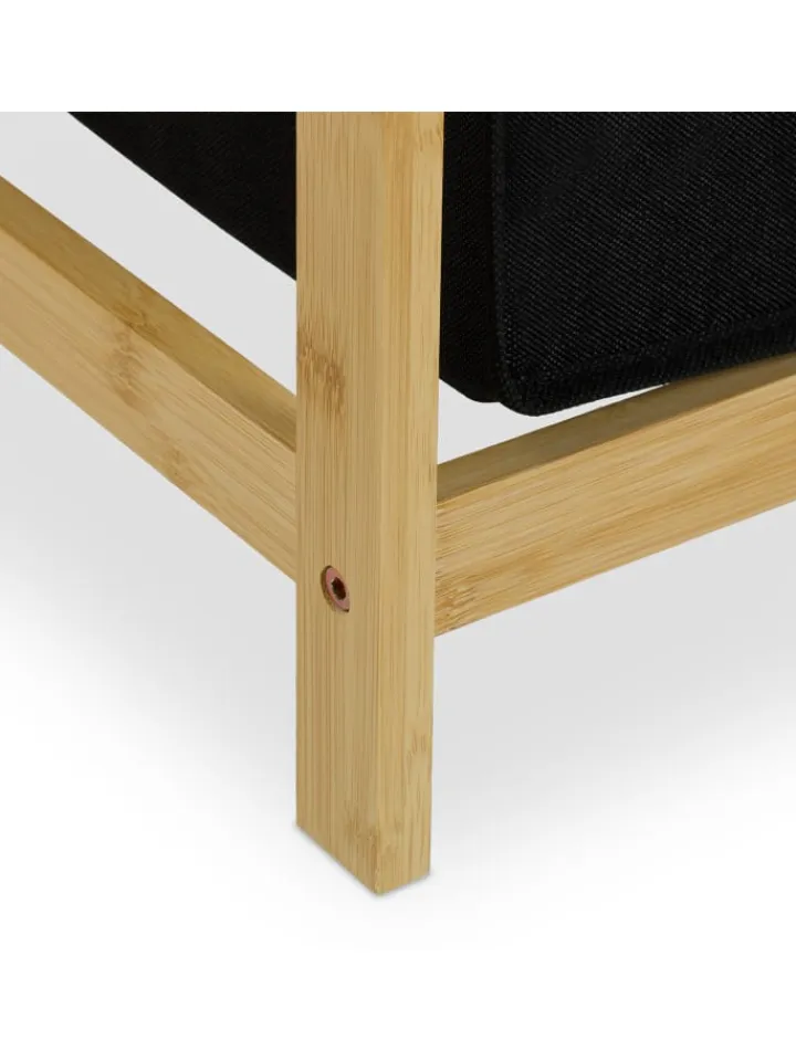 relaxdays Wäschekörbe & -Ständer<Wäschekorbregal in Natur/ Schwarz - (B)80 x (H)105 x (T)40 cm