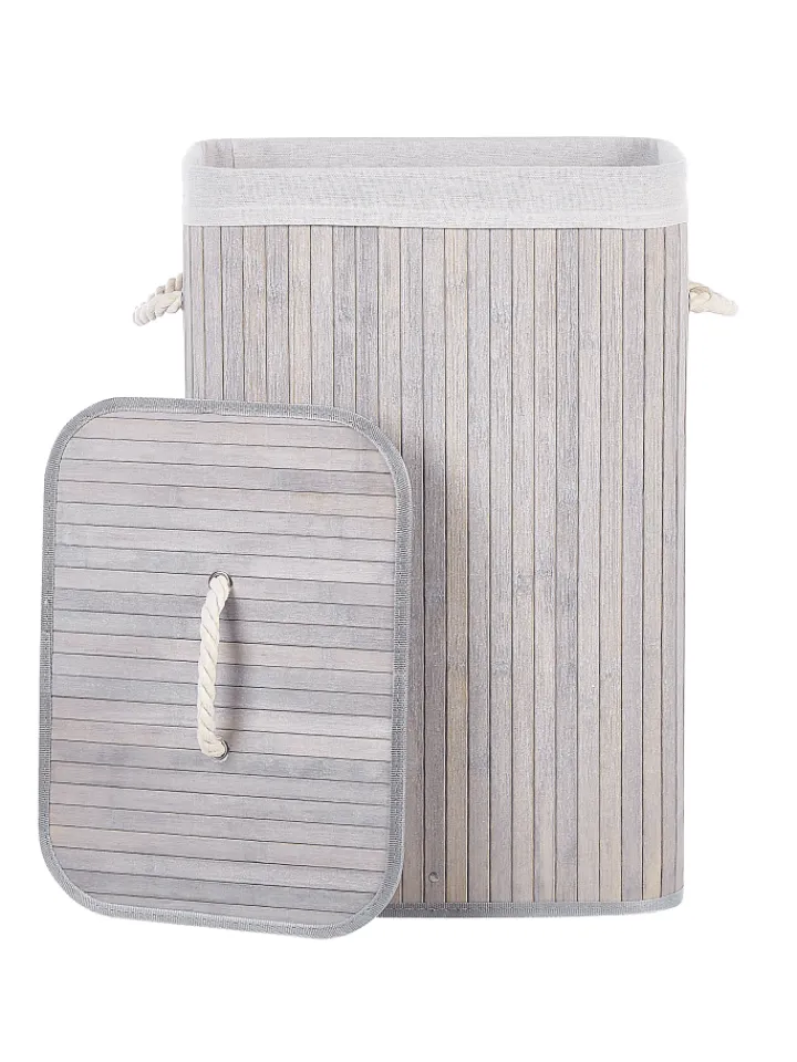 Beliani Wäschekörbe & -Ständer<Wäschekörbe KOMARI in Grau/Weiß - (W) 40 x (H) 60 x (L) 30 cm