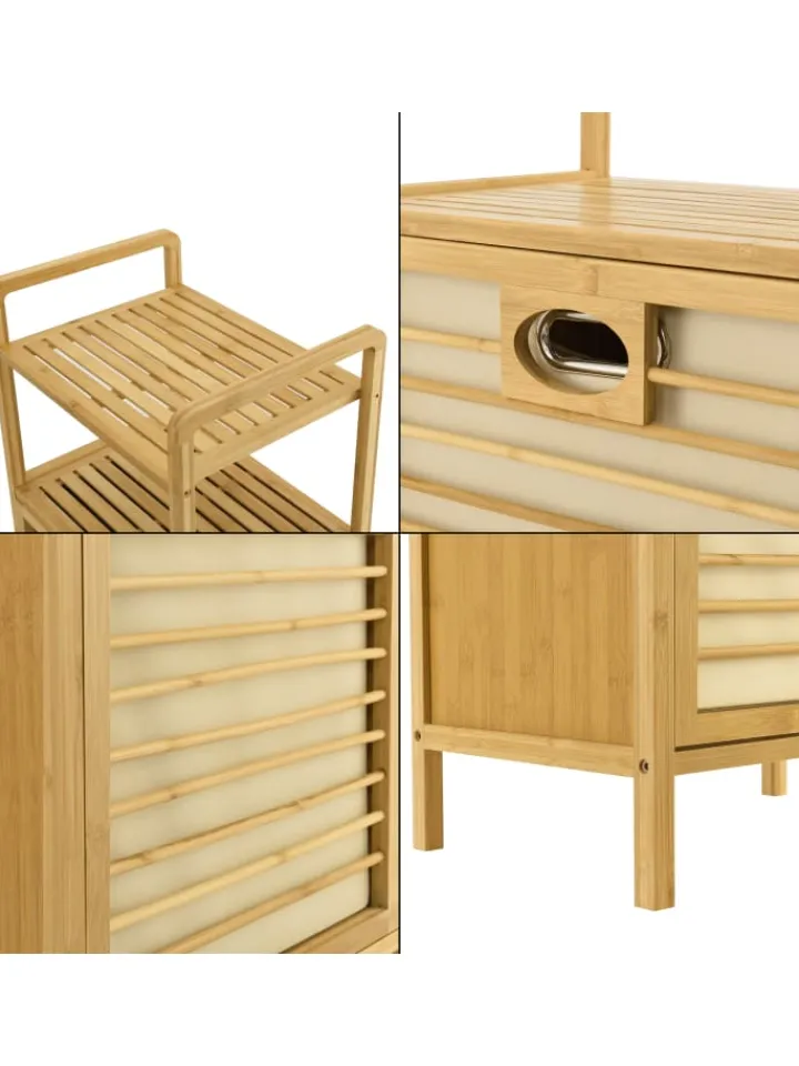 en.casa Badezimmermöbel<Wäscheregal Rendalen Bambus in Beige (L)40cm (B)30cm (H)95cm