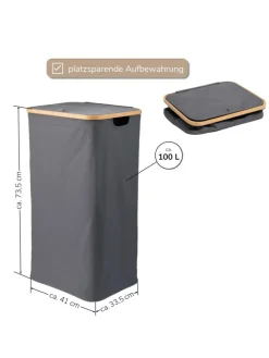 bremermann Wäschekörbe & -Ständer<Wäschesammler 100 Liter grau