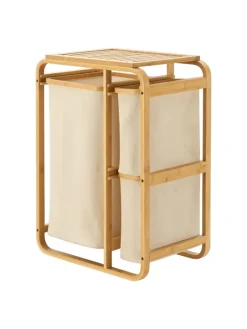 en.casa Wäschekörbe & -Ständer<Wäschesammler Evenes in Beige (H)70.5cm (B)49.5cm (T)33cm