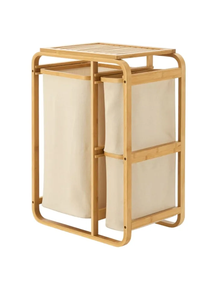 en.casa Wäschekörbe & -Ständer<Wäschesammler Evenes in Beige (H)70.5cm (B)49.5cm (T)33cm