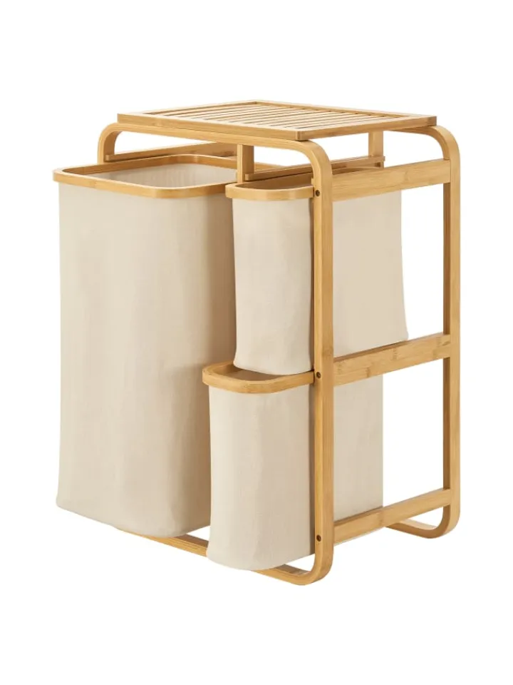 en.casa Wäschekörbe & -Ständer<Wäschesammler Evenes in Beige (H)70.5cm (B)49.5cm (T)33cm