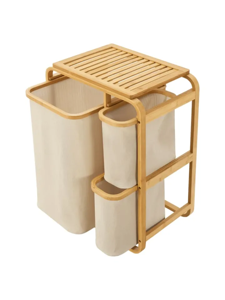 en.casa Wäschekörbe & -Ständer<Wäschesammler Evenes in Beige (H)70.5cm (B)49.5cm (T)33cm
