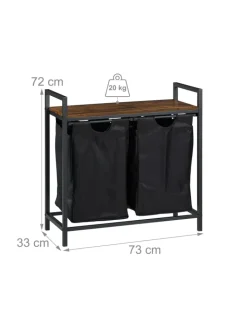 relaxdays Weitere Haushaltshelfer<Wäschesammler in Braun/ Schwarz - (B)73 x (H)72 x (T)33 cm