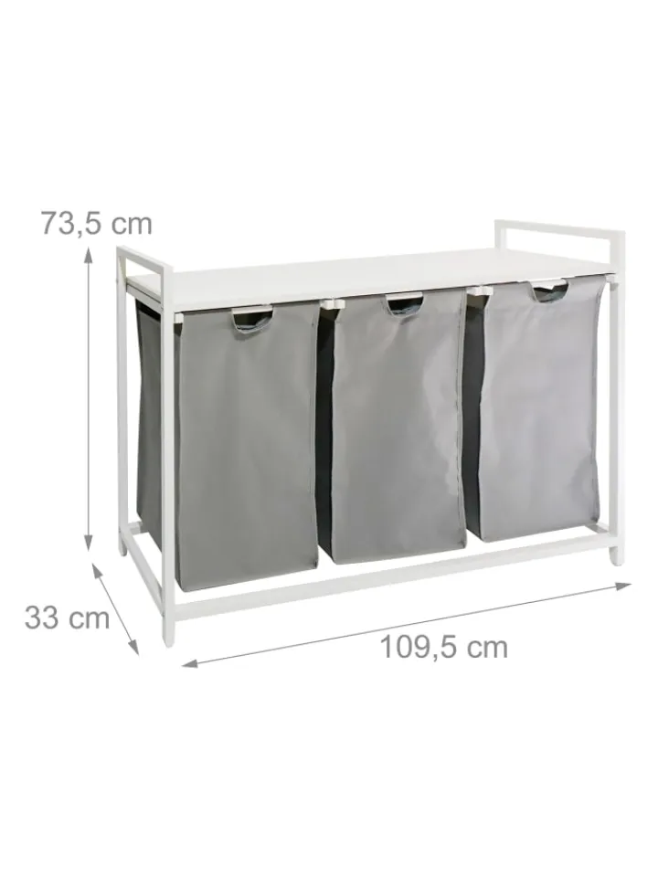 relaxdays Wäschekörbe & -Ständer<Wäschesammler in Grau/ Weiß - (B)109,5 x (H)73,5 x (T)33 cm
