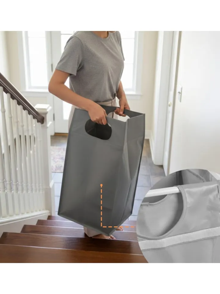 relaxdays Wäschekörbe & -Ständer<Wäschesammler in Grau/ Weiß - (B)109,5 x (H)73,5 x (T)33 cm