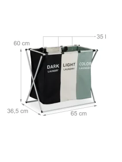 relaxdays Wäschekörbe & -Ständer<Wäschesammler in Mehrfarbig - (B)65 x (H)60 x (T)36,5 cm