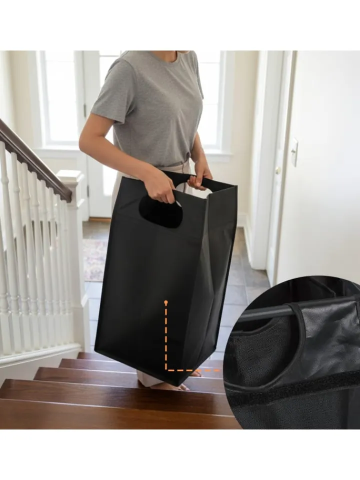 relaxdays Wäschekörbe & -Ständer<Wäschesammler in Schwarz/ Braun - (B)116 x (H)72 x (T)33 cm