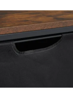 relaxdays Wäschekörbe & -Ständer<Wäschesammler in Schwarz/ Braun - (B)116 x (H)72 x (T)33 cm