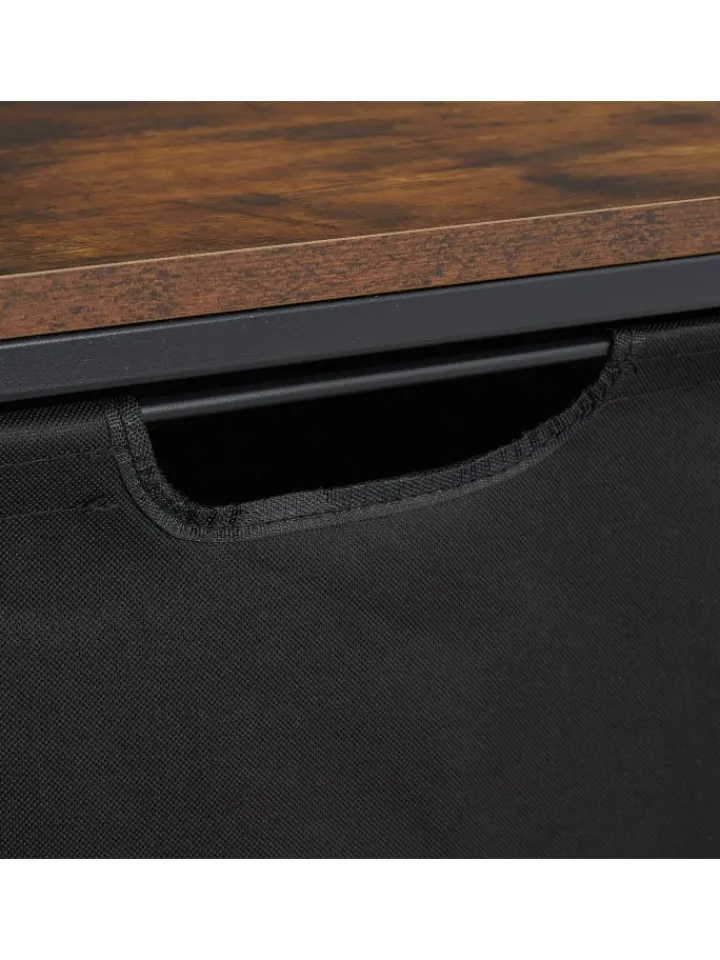 relaxdays Wäschekörbe & -Ständer<Wäschesammler in Schwarz/ Braun - (B)116 x (H)72 x (T)33 cm