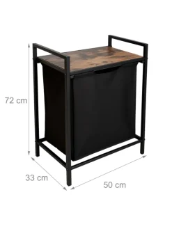 relaxdays Wäschekörbe & -Ständer<Wäschesammler in Schwarz/ Braun - 65 L