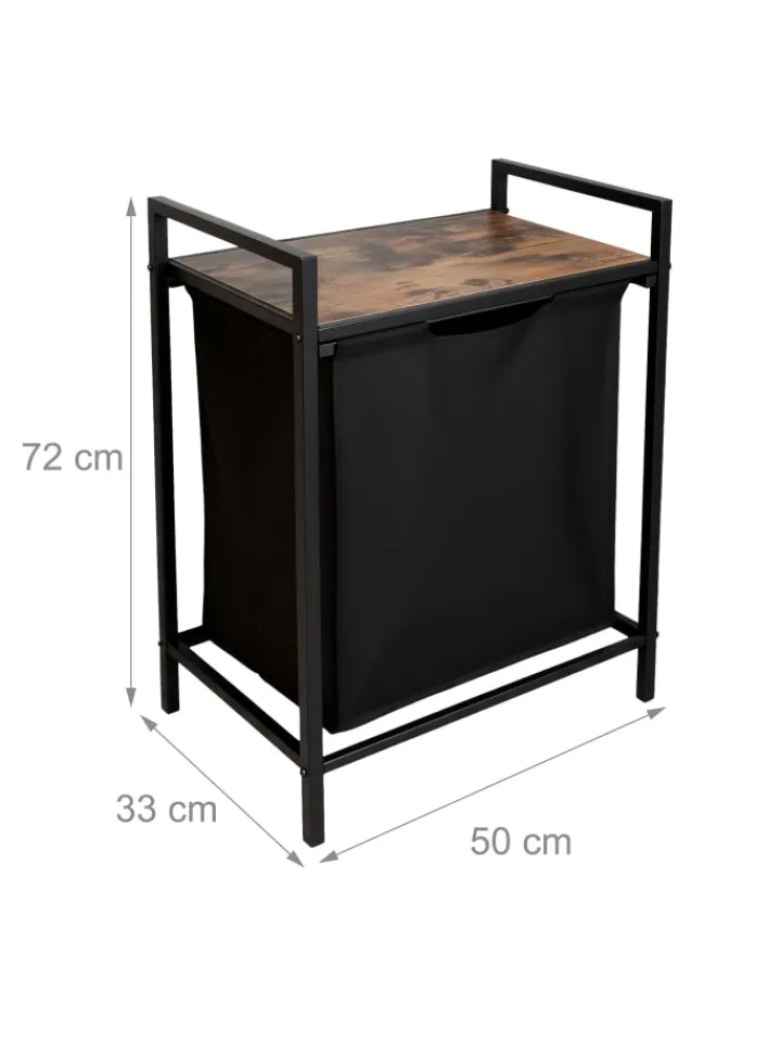 relaxdays Wäschekörbe & -Ständer<Wäschesammler in Schwarz/ Braun - 65 L