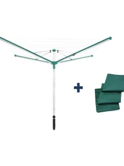 Leifheit Wäschekörbe & -Ständer<Wäscheschirm "Linomatic 500 deluxe" in Türkis/ Silber - (H)225 cm