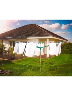 Leifheit Wäschekörbe & -Ständer<Wäscheschirm "Linomatic 500 deluxe" in Türkis/ Silber - (H)225 cm