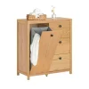 SoBuy Badezimmermöbel<Wäscheschrank in Natur - (B)80 x (H)90 x (T)35cm