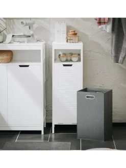 SoBuy Badezimmermöbel|Badmöbel<Wäscheschrank in Weiß - (B)30 x (H)90 x (T)30cm