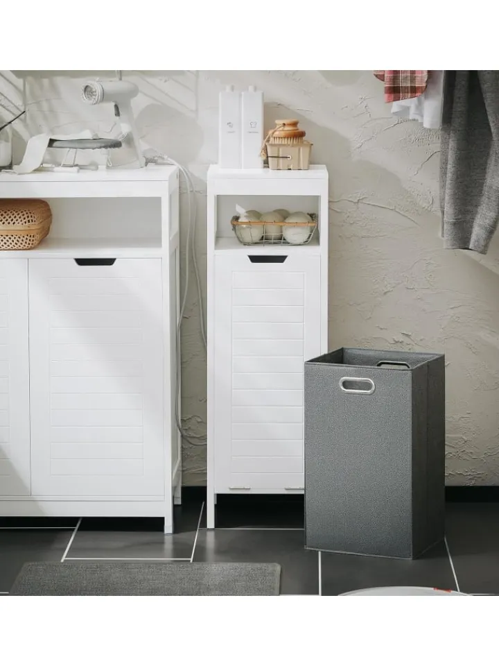 SoBuy Badezimmermöbel|Badmöbel<Wäscheschrank in Weiß - (B)30 x (H)90 x (T)30cm