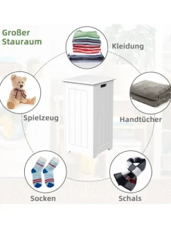 COSTWAY Wäschekörbe & -Ständer<Wäscheschrank 34L in Weiß