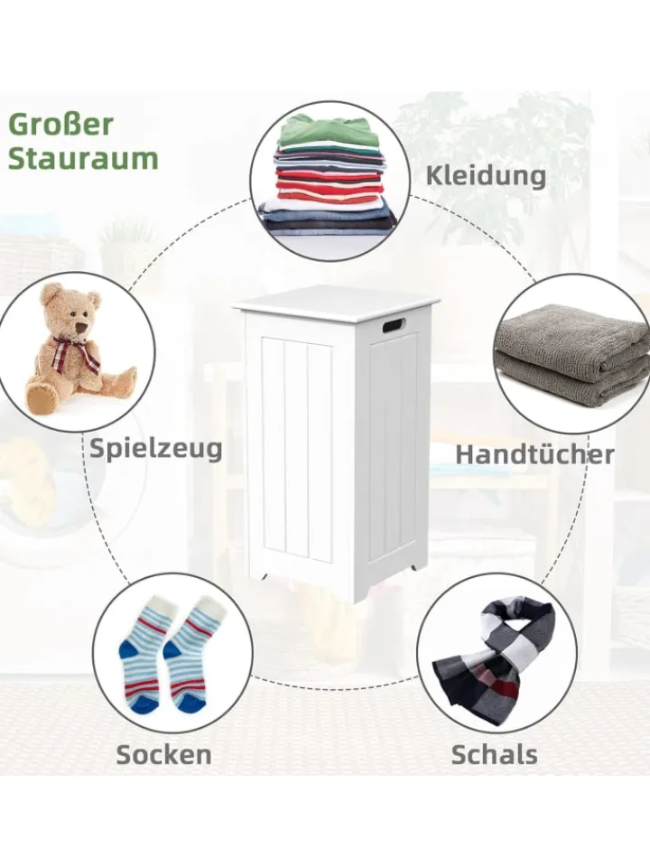 COSTWAY Wäschekörbe & -Ständer<Wäscheschrank 34L in Weiß