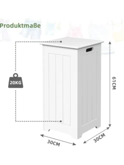 COSTWAY Wäschekörbe & -Ständer<Wäscheschrank 34L in Weiß